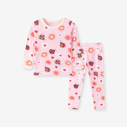 Baby Kids Girls Cartoon and Flowers Pattern Long Sleeves Top and Pants 2-piece Clothing Set