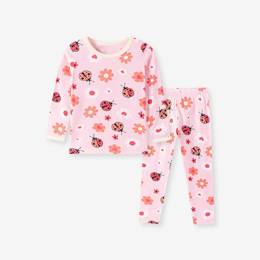 Baby Kids Girls Cartoon and Flowers Pattern Long Sleeves Top and Pants 2-piece Clothing Set