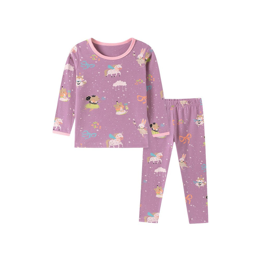 Baby Kids Girls Cartoon Pattern Long Sleeves Top and Pants 2-piece Clothing Set