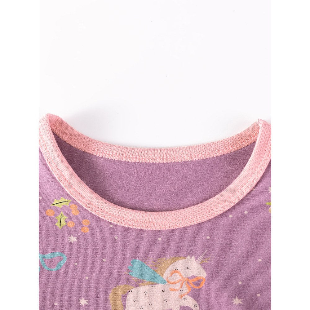 Baby Kids Girls Cartoon Pattern Long Sleeves Top and Pants 2-piece Clothing Set