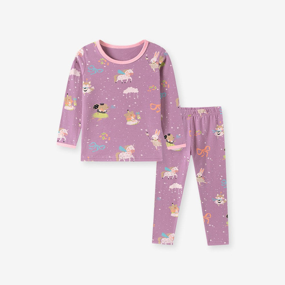 Baby Kids Girls Cartoon Pattern Long Sleeves Top and Pants 2-piece Clothing Set