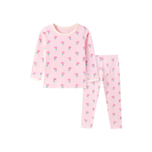 Baby Kids Girls Flowers Pattern Long Sleeves Top and Pants 2-piece Clothing Set