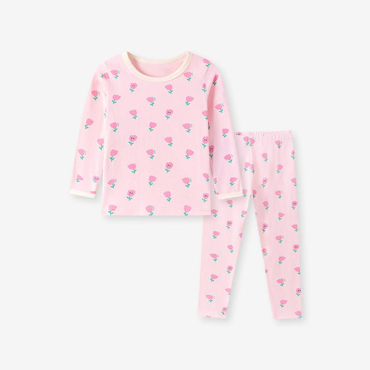 Baby Kids Girls Flowers Pattern Long Sleeves Top and Pants 2-piece Clothing Set