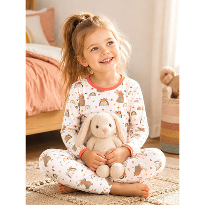 Baby Kids Girls Cartoon Pattern Long Sleeves Top and Pants 2-piece Clothing Set