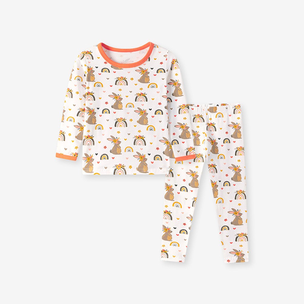 Baby Kids Girls Cartoon Pattern Long Sleeves Top and Pants 2-piece Clothing Set
