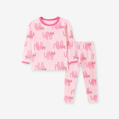 Baby Kids Girls Animals Cartoon Pattern Long Sleeves Top and Pants 2-piece Clothing Set