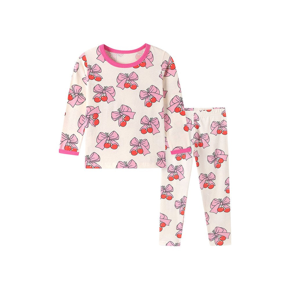 Baby Kids Girls Butterfly-bows Pattern Long Sleeves Top and Pants 2-piece Clothing Set