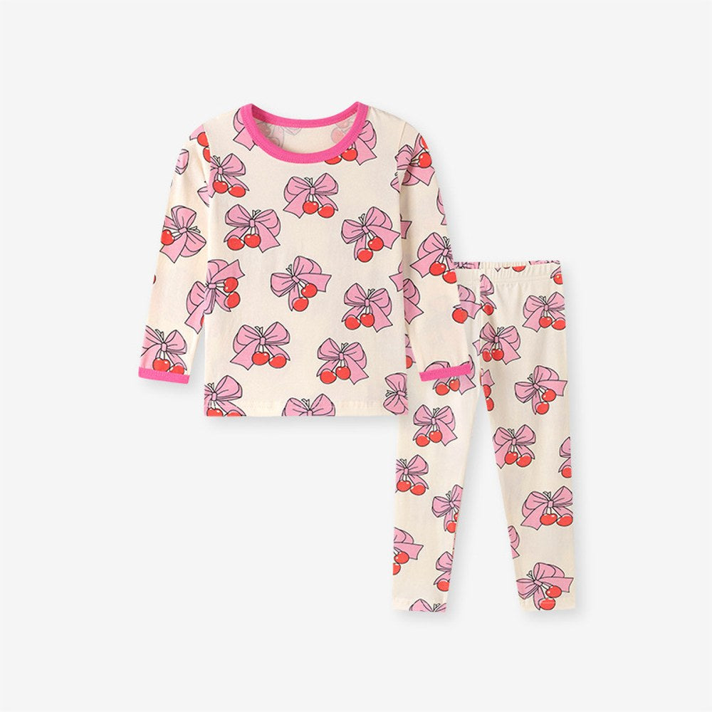 Baby Kids Girls Butterfly-bows Pattern Long Sleeves Top and Pants 2-piece Clothing Set