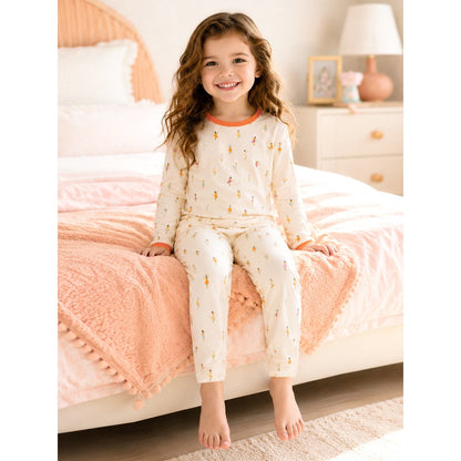 Baby Kids Girls Cartoon Pattern Long Sleeves Top and Pants 2-piece Clothing Set