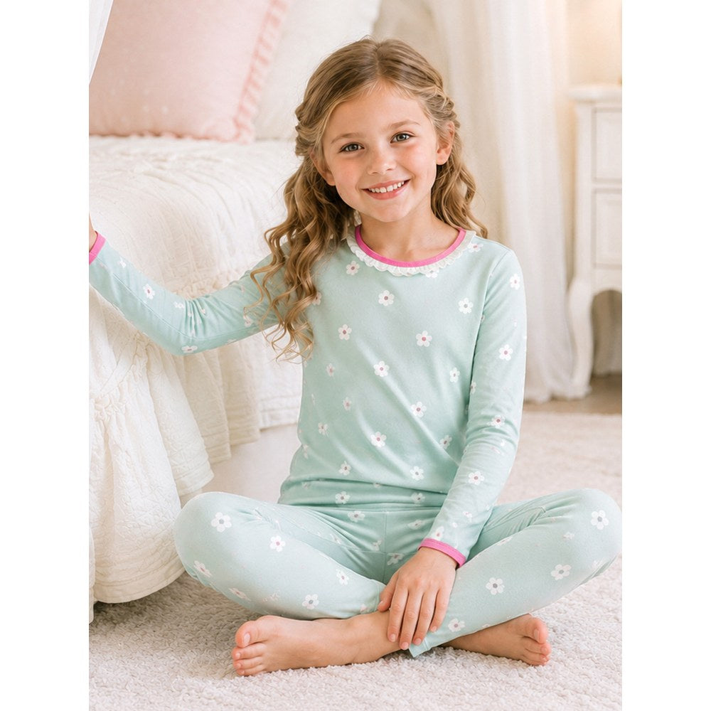 Baby Kids Girls Floral Pattern Long Sleeves Top and Pants 2-piece Clothing Set