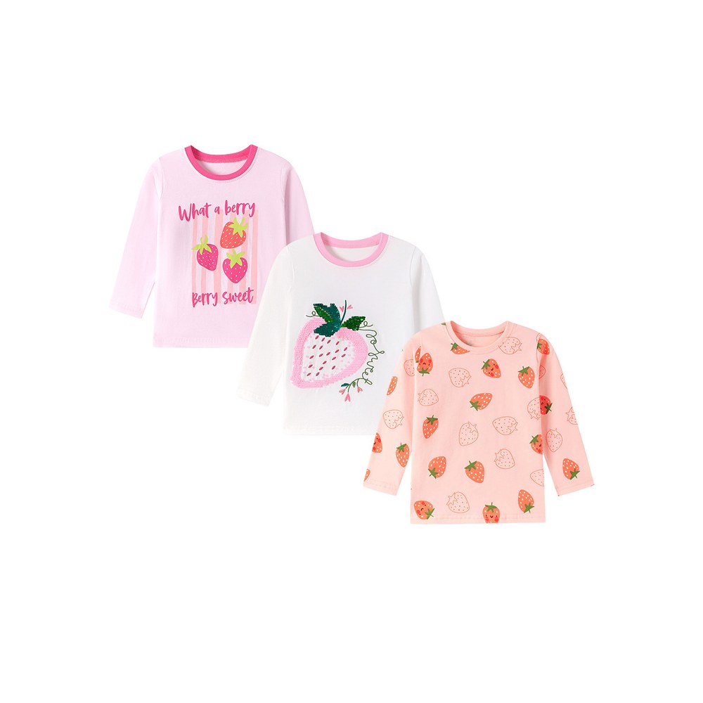 Baby Kids Girls Fruits Cartoon Pattern Long Sleeves Top