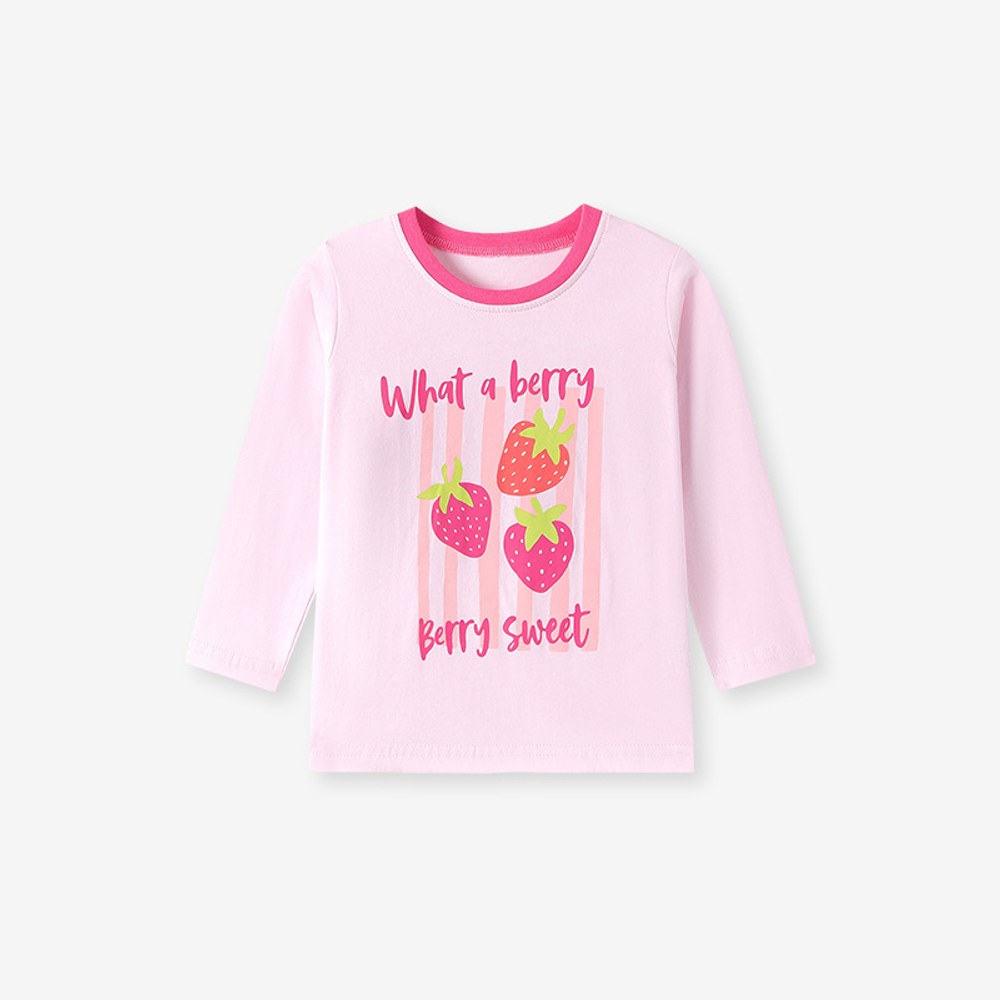 Baby Kids Girls Fruits Cartoon Pattern Long Sleeves Top