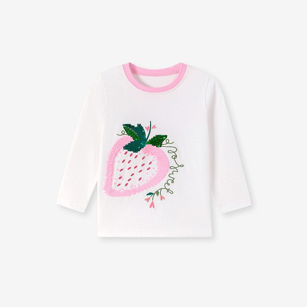 Baby Kids Girls Fruits Cartoon Pattern Long Sleeves Top