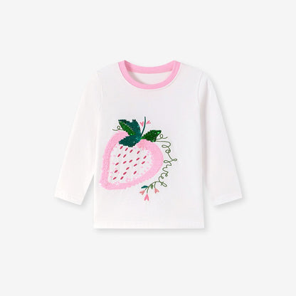Baby Kids Girls Fruits Cartoon Pattern Long Sleeves Top