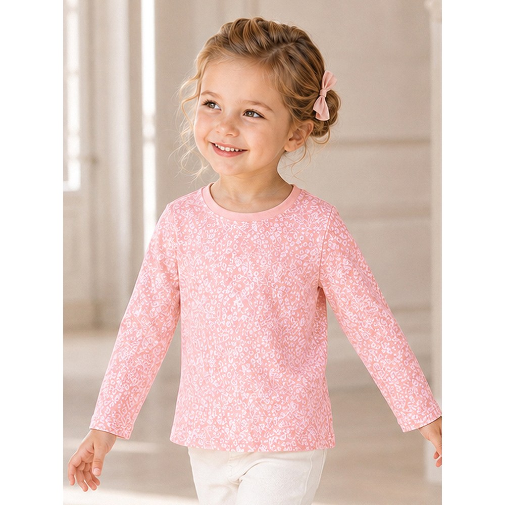 Baby Kids Girls Floral Pattern Long Sleeves Top