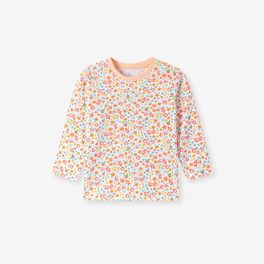 Baby Kids Girls Floral Pattern Long Sleeves Top