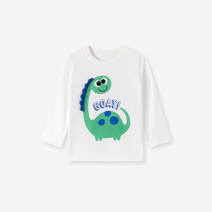 Baby Kids Boys Cartoon Pattern Long Sleeves Top