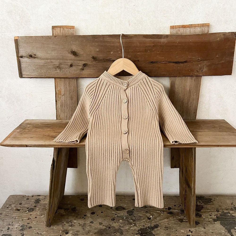 Baby Kids Long Sleeves Solid Color Knitted Rompers