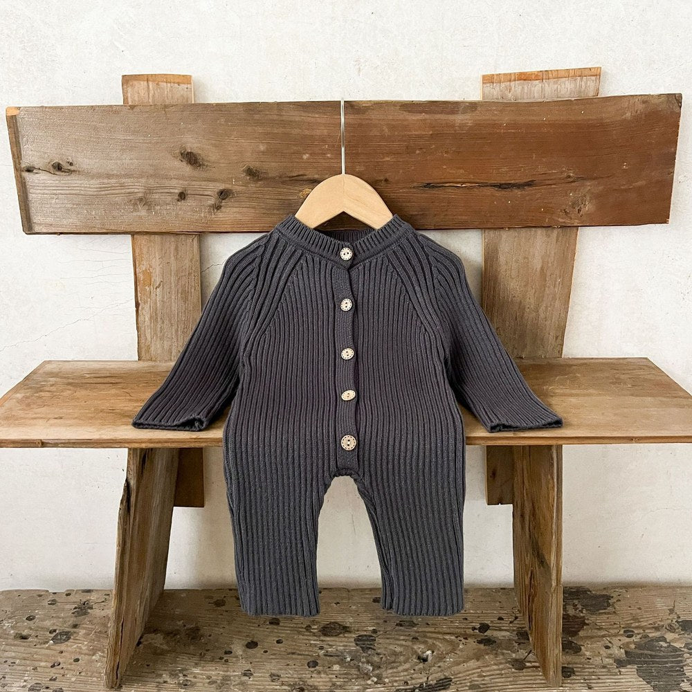 Baby Kids Long Sleeves Solid Color Knitted Rompers
