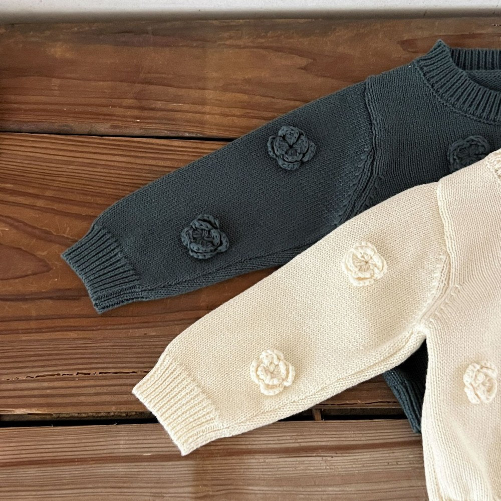 Baby Kids Girls Flowers Pattern Knitted Cardigan Sweater