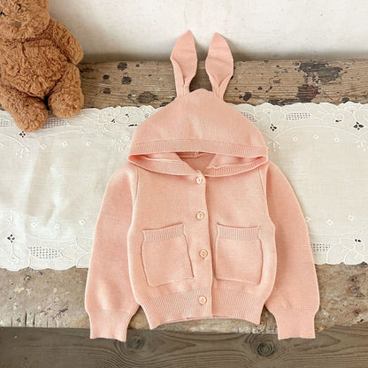 Baby Kids Long Sleeves Knitted Coat and Rabbits Pants 2-Piece Clothing Set