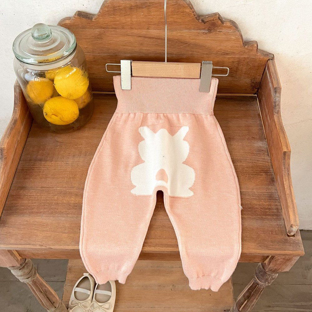 Baby Kids Long Sleeves Knitted Coat and Rabbits Pants 2-Piece Clothing Set