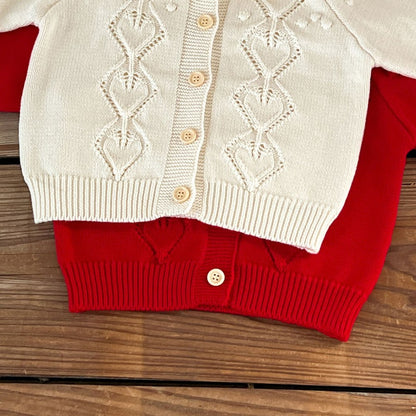 Baby Kids Long Sleeves Knitted Cardigan and Sleeveless Bodysuit 2-Piece Clothing Set