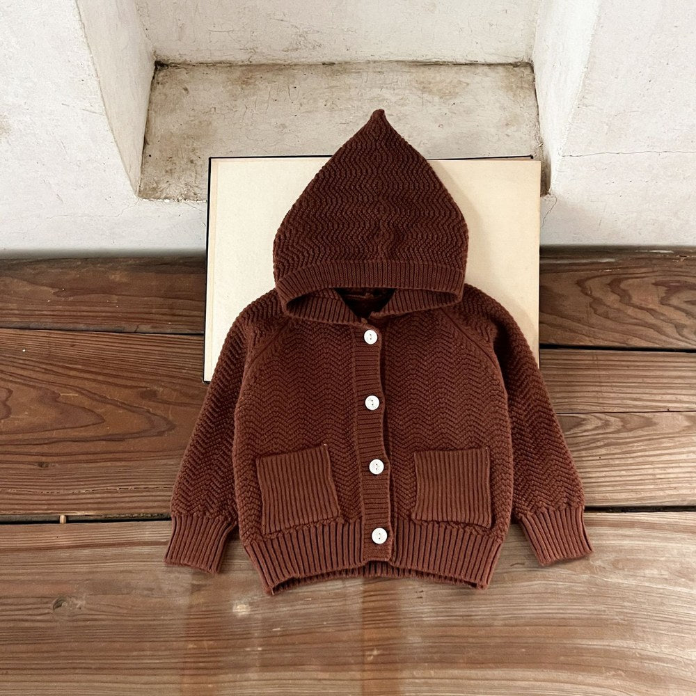 Kids Solid Color Knitted Coat