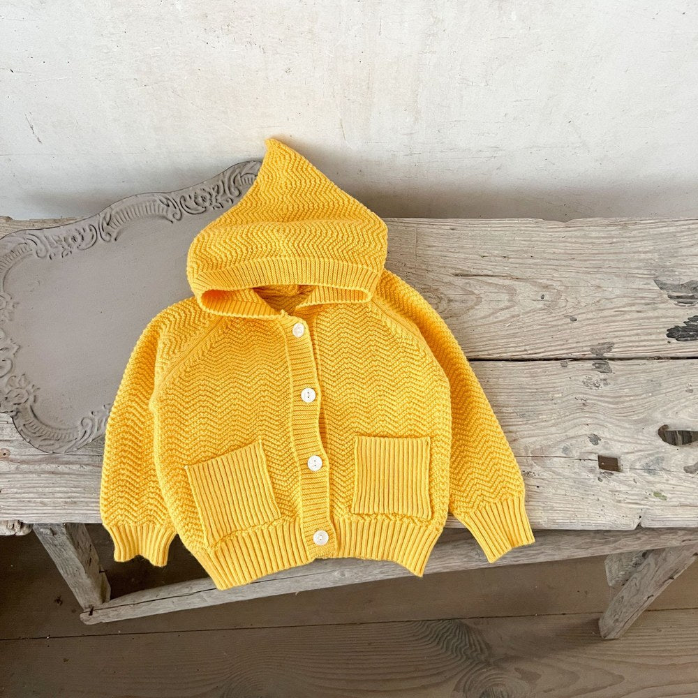 Kids Solid Color Knitted Coat