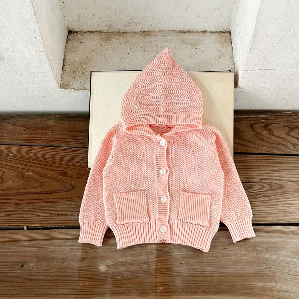 Kids Solid Color Knitted Coat
