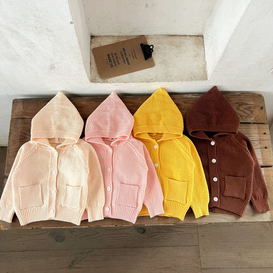 Kids Solid Color Knitted Coat