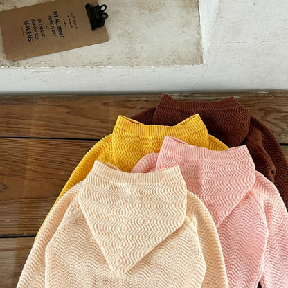 Kids Solid Color Knitted Coat