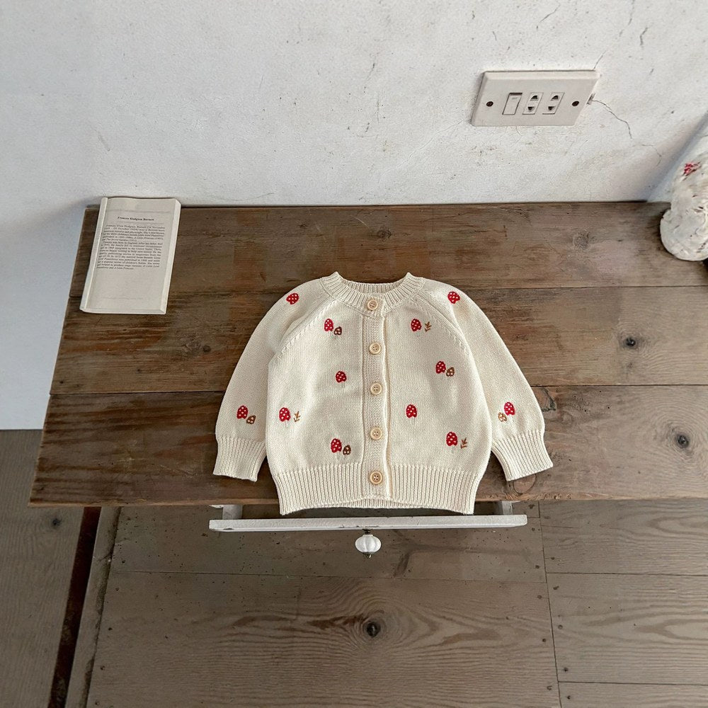 Baby Kids Long Sleeves Knitted Cardigan and Sleeveless Bodysuit 2-Piece Clothing Set
