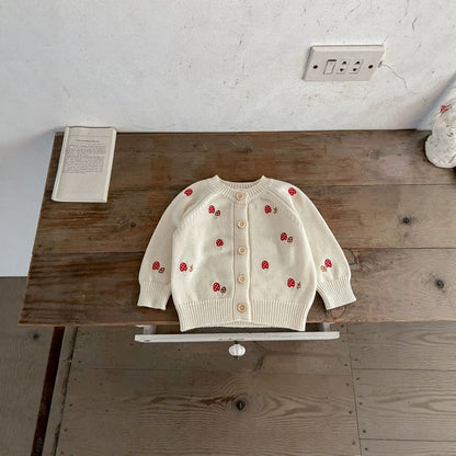 Baby Kids Long Sleeves Knitted Cardigan and Sleeveless Bodysuit 2-Piece Clothing Set