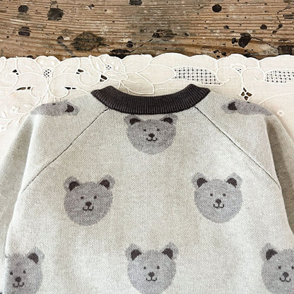 Baby Kids Long Sleeves Teddy Bears Pattern Rompers
