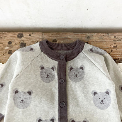 Baby Kids Long Sleeves Teddy Bears Pattern Rompers
