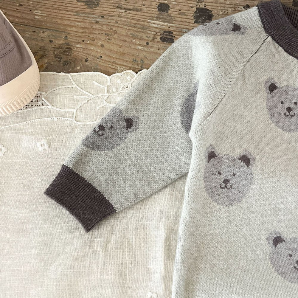 Baby Kids Long Sleeves Teddy Bears Pattern Rompers