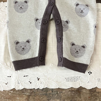 Baby Kids Long Sleeves Teddy Bears Pattern Rompers