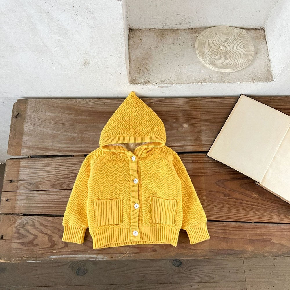 Kids Solid Color Knitted Fluffy Coat