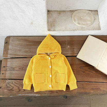 Kids Solid Color Knitted Fluffy Coat
