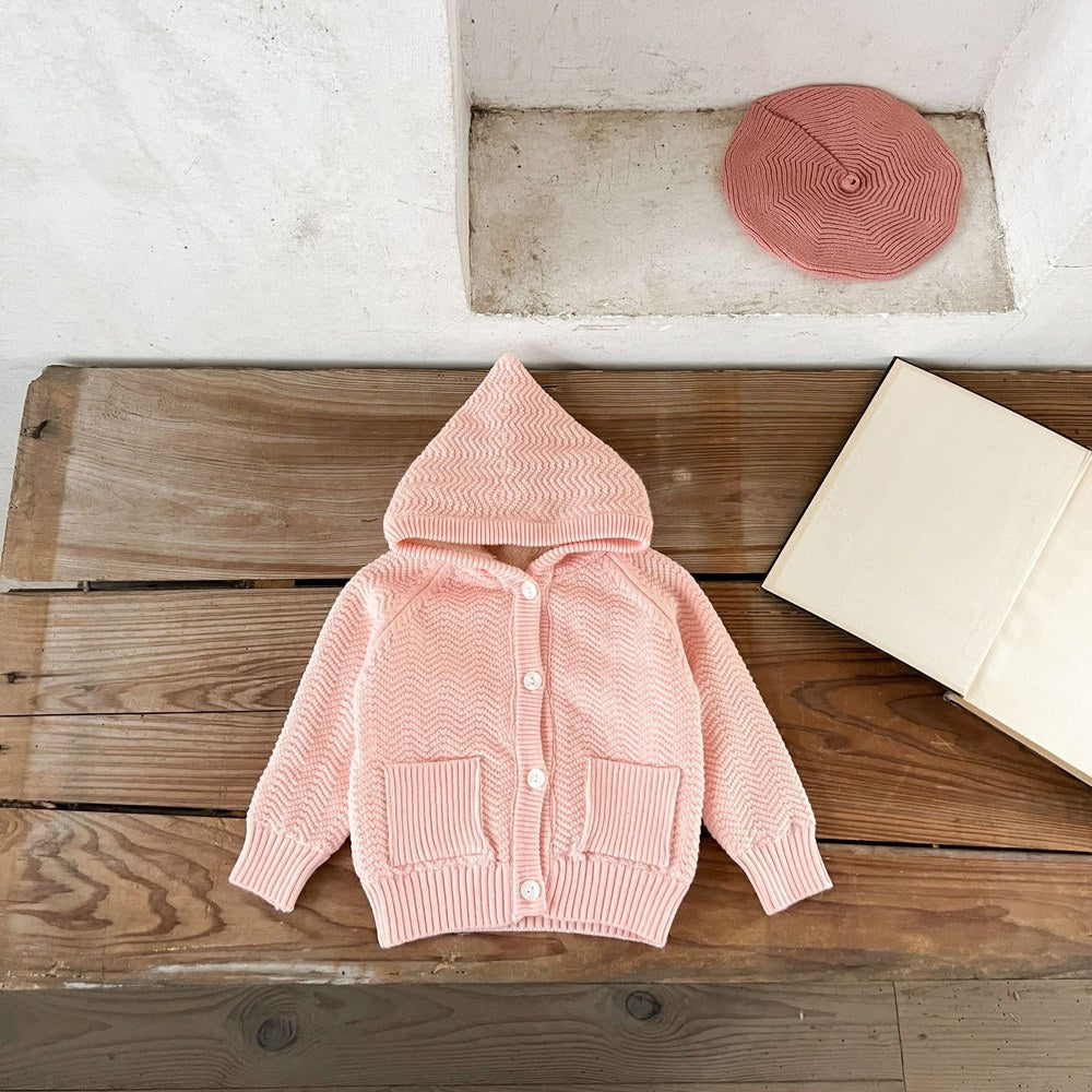 Kids Solid Color Knitted Fluffy Coat
