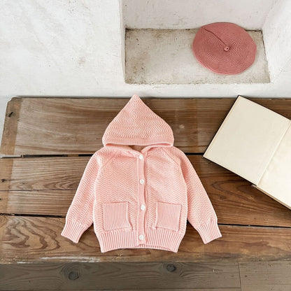 Kids Solid Color Knitted Fluffy Coat