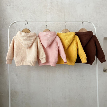 Kids Solid Color Knitted Fluffy Coat