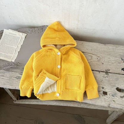 Kids Solid Color Knitted Fluffy Coat