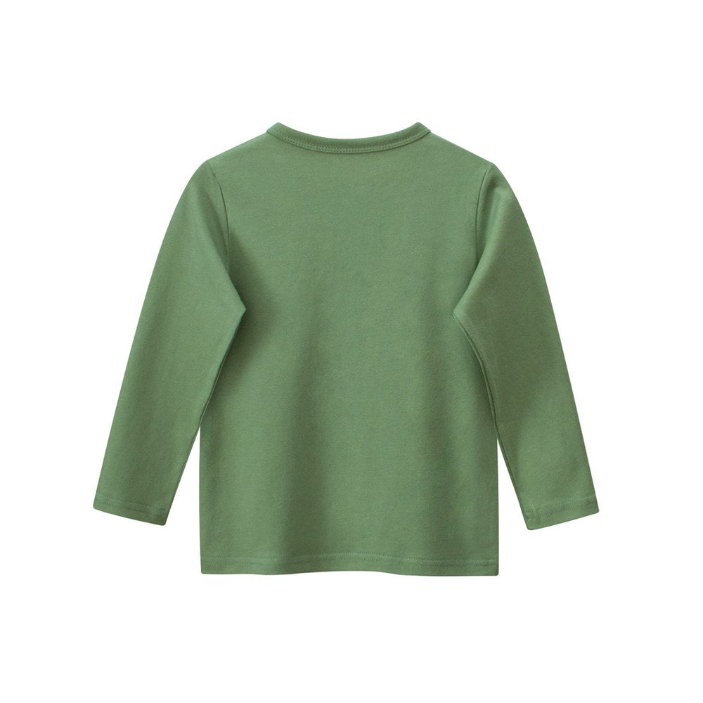 Baby Kids Boys Cartoon Print Long Sleeves Crew Neck Grey Top