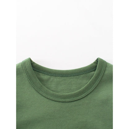 Baby Kids Boys Cartoon Print Long Sleeves Crew Neck Grey Top