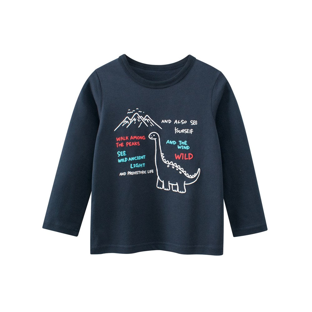 Baby Kids Boys Letters Print Long Sleeves Crew Neck Top