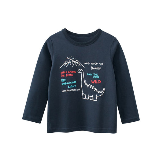 Baby Kids Boys Letters Print Long Sleeves Crew Neck Top