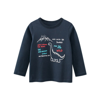 Baby Kids Boys Letters Print Long Sleeves Crew Neck Top