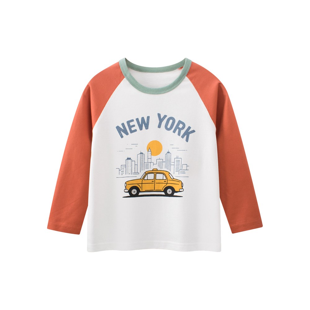 Baby Kids Boys Cartoon and Letters Print Long Sleeves Crew Neck Top